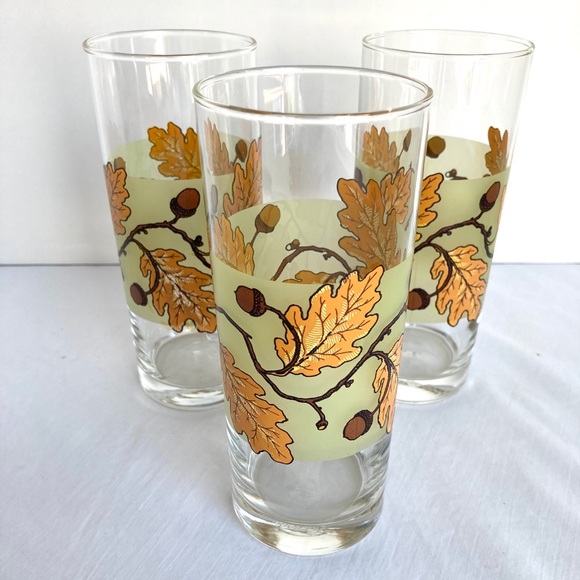 Vintage Ocean Thailand Oak Leaf & Acorns Glasses - Picture 2 of 7